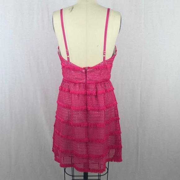 Barbie Pink! Anthropologie Hutch Eyelet Fringe Pink Dress - Picture 2 of 7